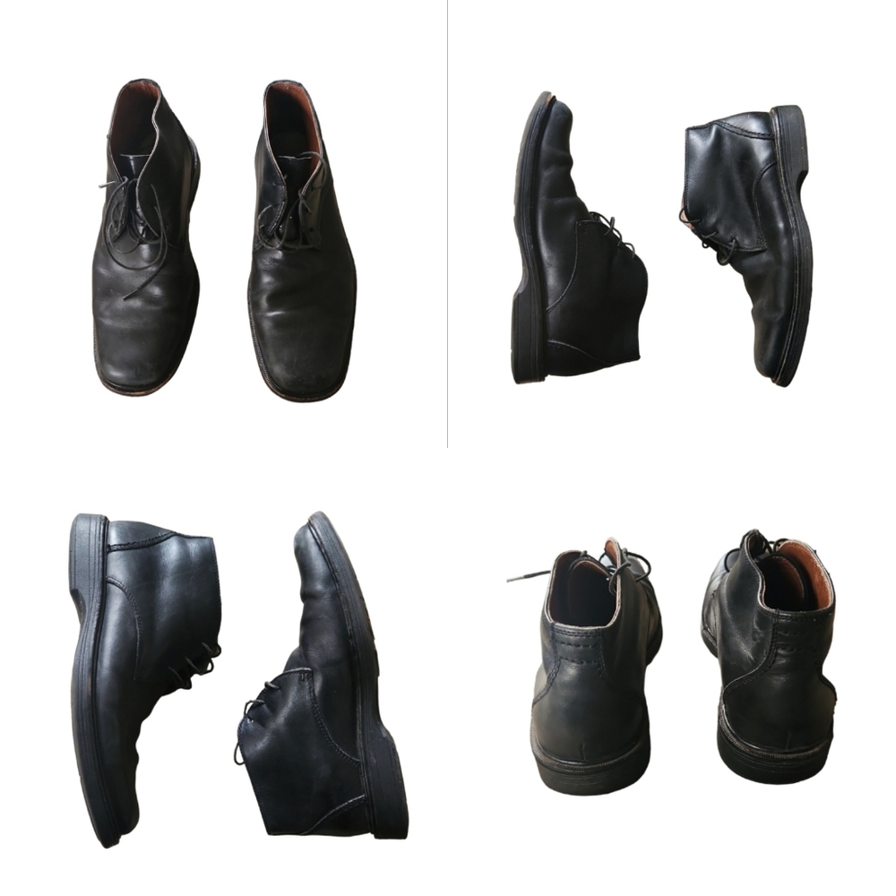 Johnston & Murphy Sheepskin Leather Chukka Boots Black Waterproof SZ 8 XC4 Syste
